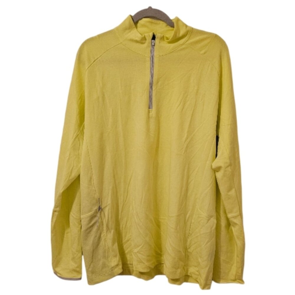 Yellow and Grey GAP Men's GapFit Mockneck Half-Zip Train Sweatshirt